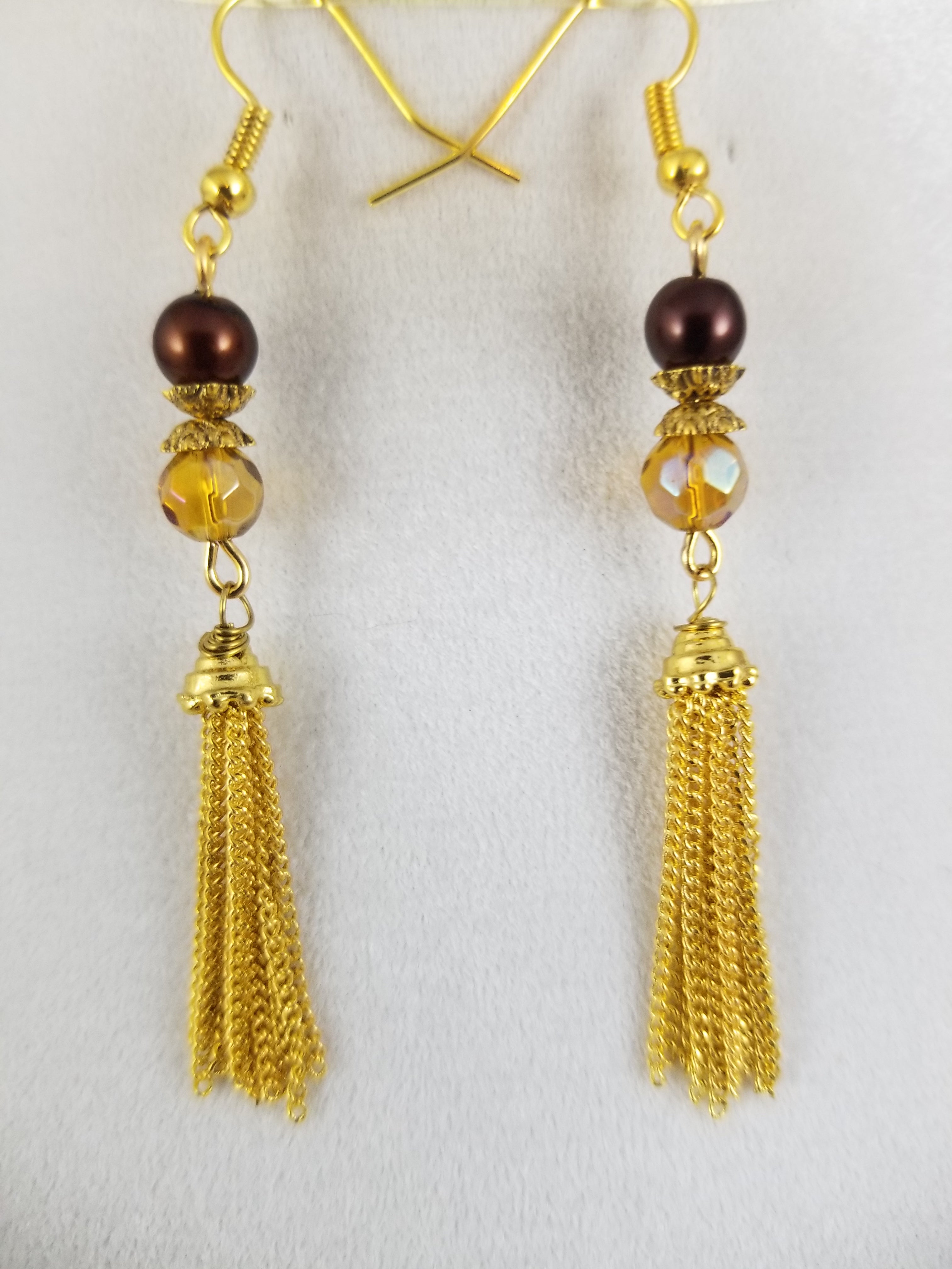 Brown Dagger Necklace with Earrings