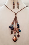 Copper Boots Necklace with Earrings