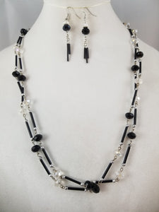 Long Strand Necklace with Earrings
