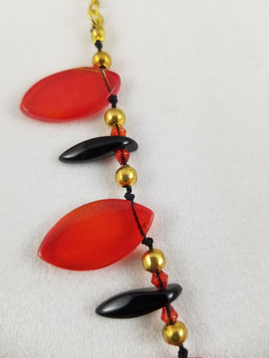 Red and Black Necklace with Earrings