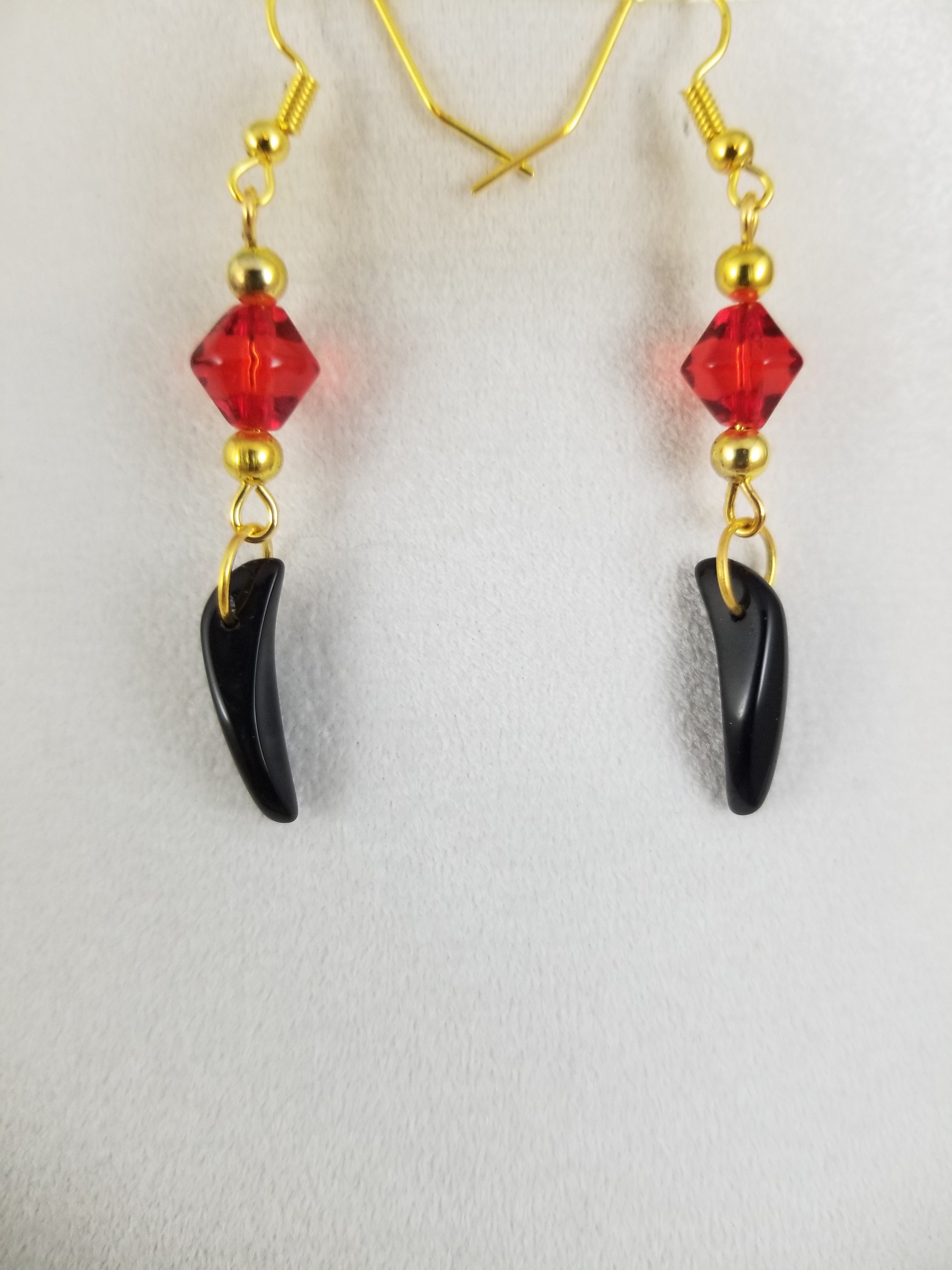 Red and Black Necklace with Earrings