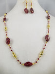 Red and Gold Necklace with Earrings