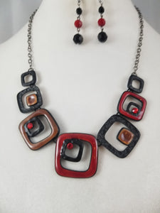 Twelve Square Necklace with Earrings